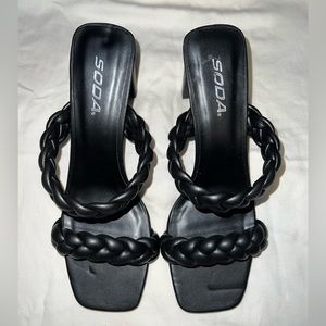 Soda braided Black slip heels